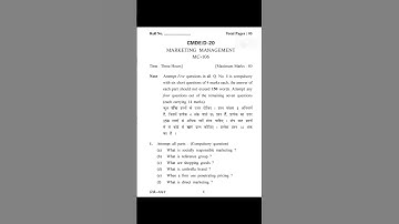 Marketing Management (2020) | Previous Question Paper | M.Com | 1st Sem | KUK