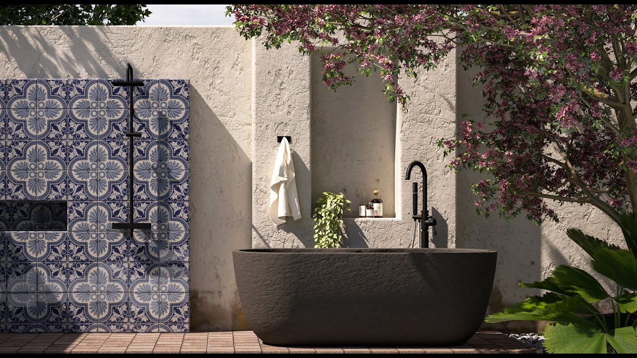 SketchUp VRay 5 Outdoor Bathroom Ideas - YouTube