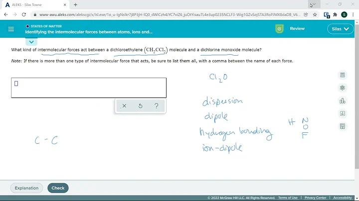 Identifying the intermolecular forces between atoms, ions and molecules
