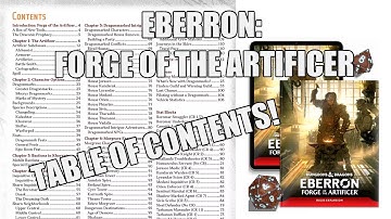 Eberron: Forge of the Artificer Table of Contents! | Nerd Immersion