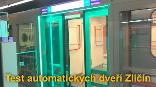 Zkušební provoz automatických dveří AŽD, metro B, Zličín, 12.1.2024 | 8K HDR