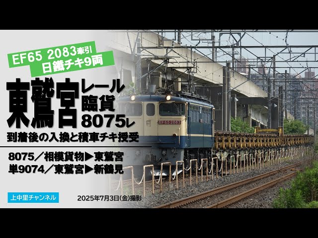 東鷲宮レール臨貨8075レ〜到着後の入換と積車チキ授受 - YouTube