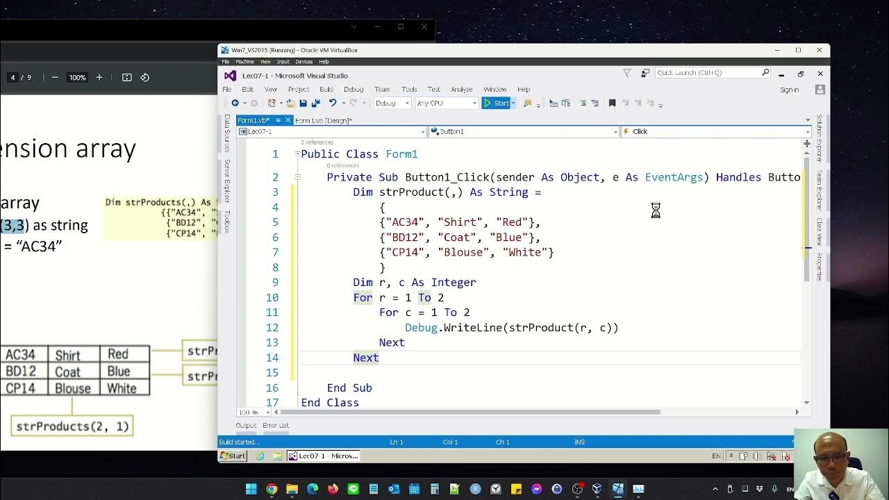 VB: Chapter07 Multi dimensional array - YouTube