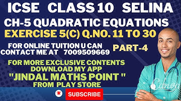 ICSE Ch-5 Quadratic Equations Ex-5(C) Complete From Selina Concise For ICSE Class 10 Math