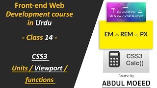 Free Frontend Web Development course in Urdu - Class 14 - CSS  ( Units, viewport, and functions)