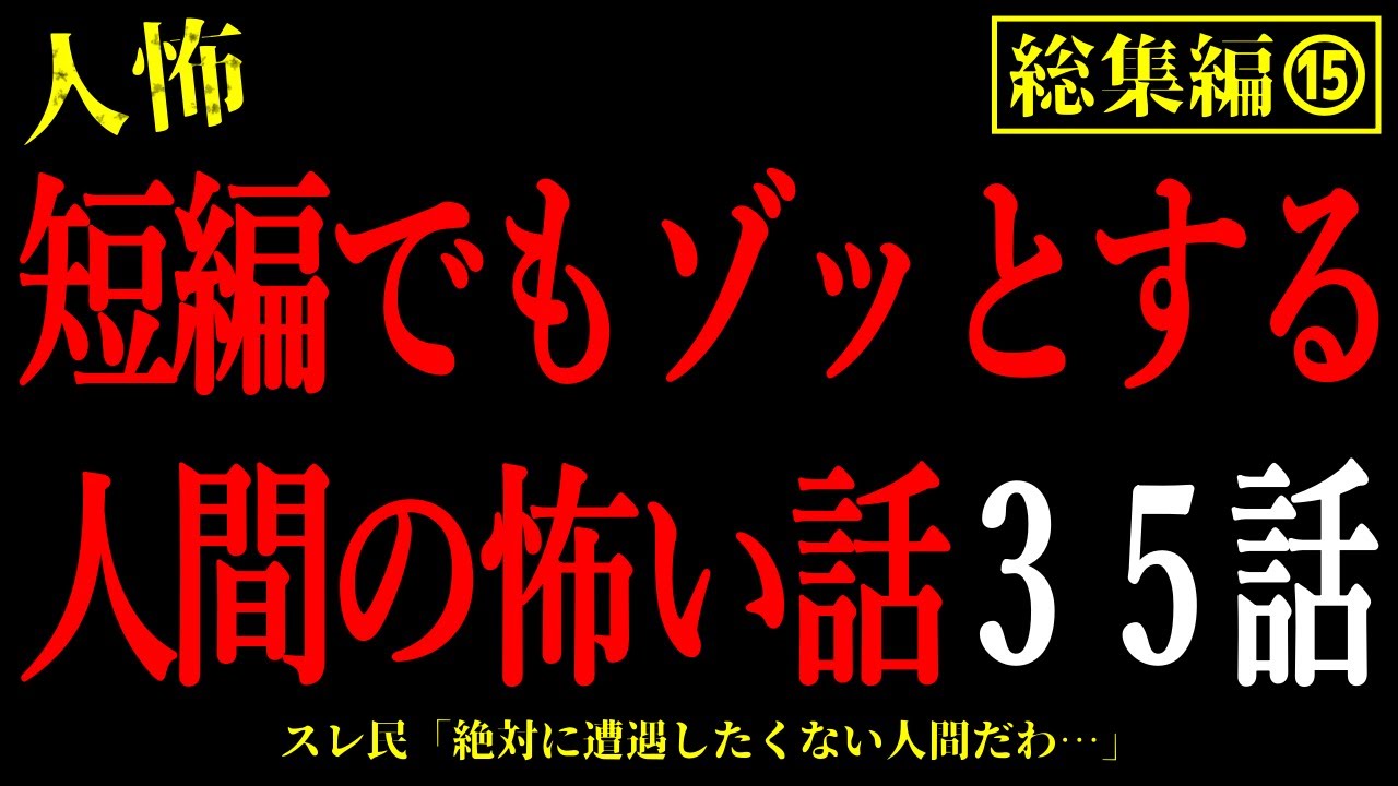 【2chヒトコワ総集編⑮】短編でもゾッとする人間の怖い話まとめ35話【怖いスレ・作業用・睡眠用】