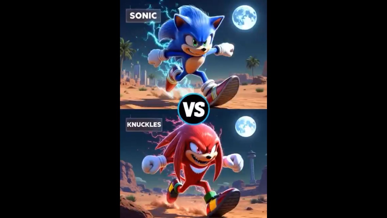 Knuckles Vs Sonic Who's Win Blue Vs red 