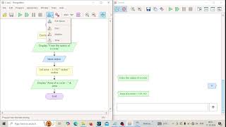 flowchart - find the area of a circle