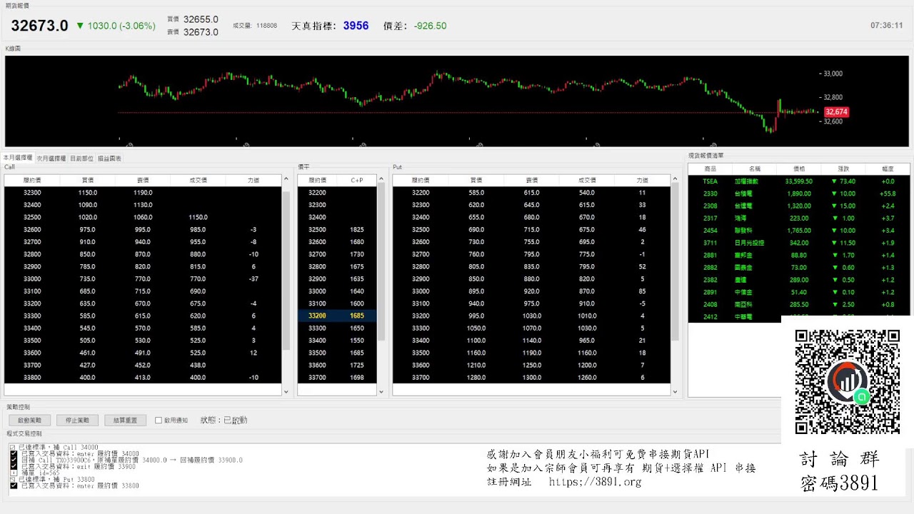 【天真選擇權】 2026-0306-程式交易-python-api-盤中實況-