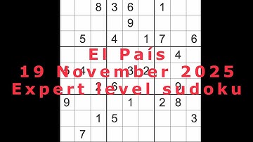 Sudoku solution – El País 19 November 2025 Expert level