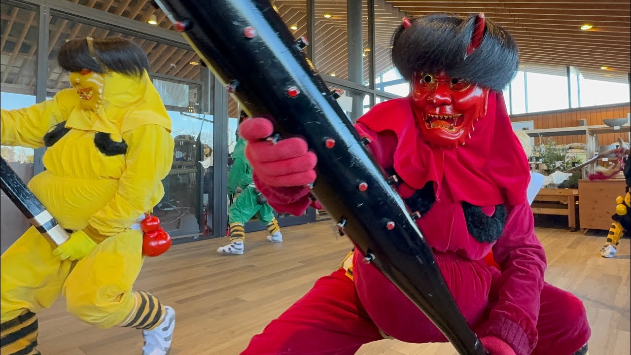 【鬼踊り出張公演】三条市「本成寺」の鬼が「道の駅 庭園の郷 保内」へやって来た　Demon dance of Honjyouji temple.