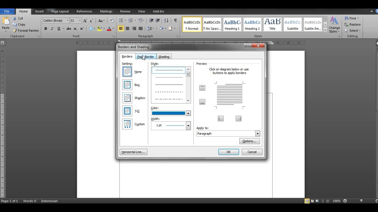 Tutorial Membuat Garis  Border  Patron di Microsoft Word 