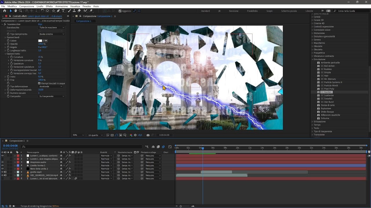 AFTER EFFECTS - Lezione 17 - Effetti Predefiniti FX, Genera, Sfoca, Deforma, Stilizza, Simula, Audio
