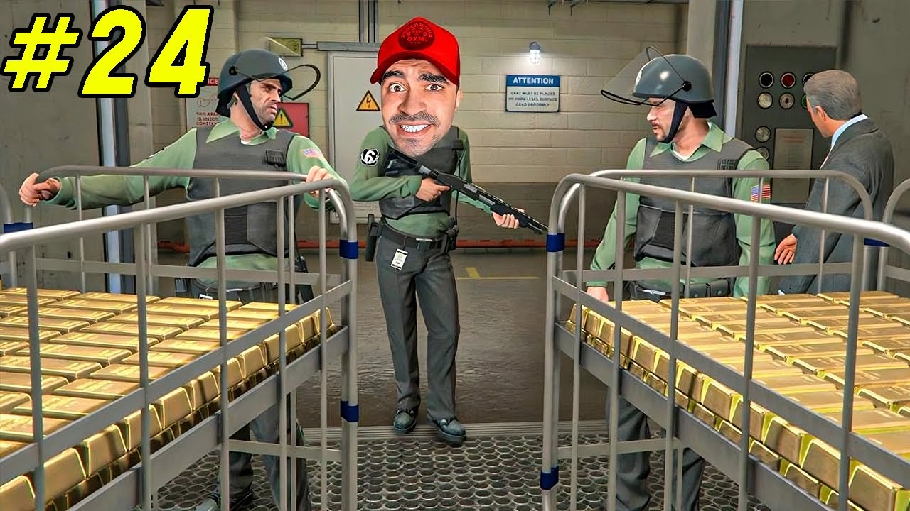 تختيم قراند 5 سرقة اكبر بنك في المدينة ( سرقنا الذهب ) 😱🔥 - GTA V