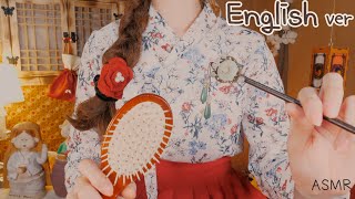 [ASMR English] Korean Traditional Hair styling & Ear cleaning(1500s girl) | Invisible Hair brushing