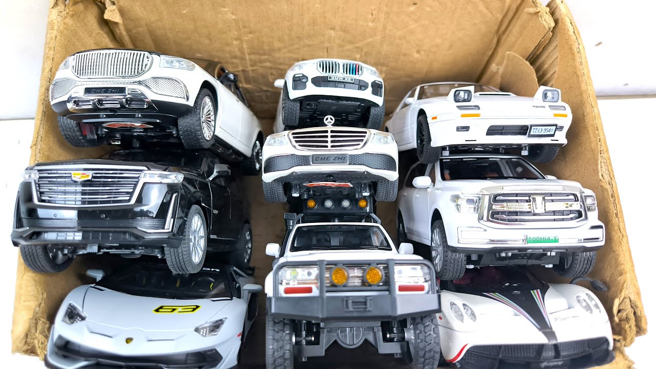 Box Full of Model Cars -Mazda Mx5, Koenigesgg Jesko, Lamborghini Scv12, Byd Yang Wang U8, Toyota Car