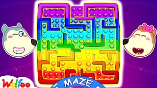 Wolfoo plays giant colorful Pop It maze challenge   Funny Adventures for Kids    Wolfoo Fan Channel