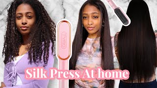 STRAIGHTENING MY TAILBONE LENGTH NATURAL HAIR | Salon Results at Home w/ Tymo Straightening Comb