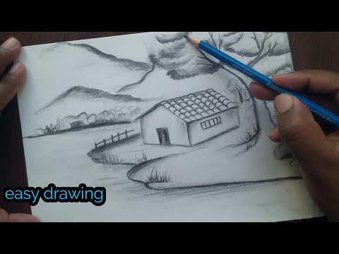 How to Draw A Beautiful Village Scenery (Villages) Step by Step |  DrawingTutorials101.com
