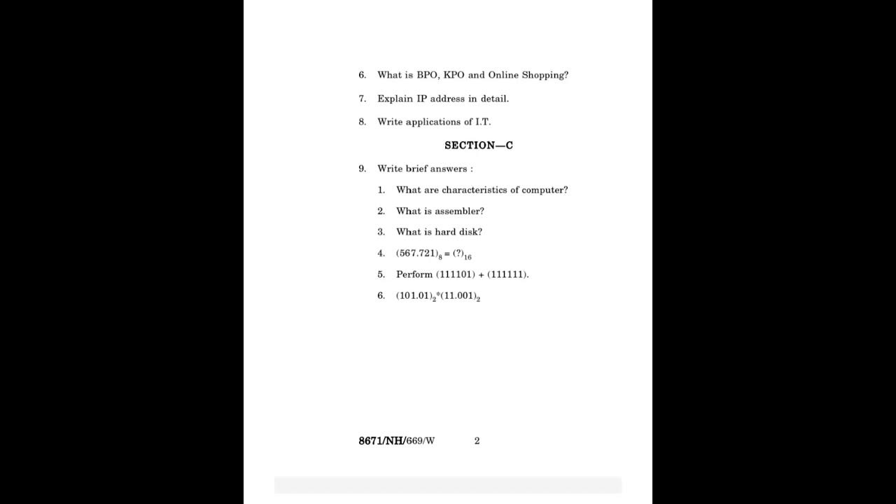 computer-question-paper-fundamental-of-information-technology-ba-sem