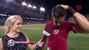 Alex Chappell chats with Trea Turner after walk-off double