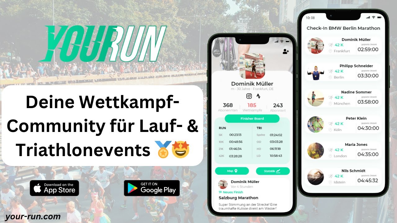 Your Run - Deine Wettkampfcommunity für Lauf- & Triathlonevents 🏅 - Lauf App