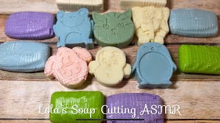 ASMR SOAP cutting, animal shaped soaps 🐧🐶🐒🐶 soap cube and soap strips!