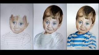 Portrait of boy - watercolor timelapse