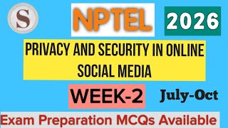 Privacy and Security in Online Social Media | NPTEL week 2 assignment 2026 | July-Oct #skumaredu