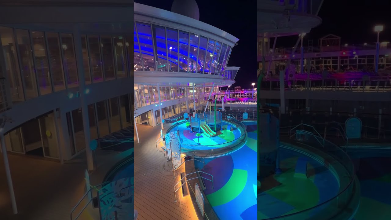 This is what a cruise ship water park looks like after dark #harmonyoftheseas #cruisetips #travel