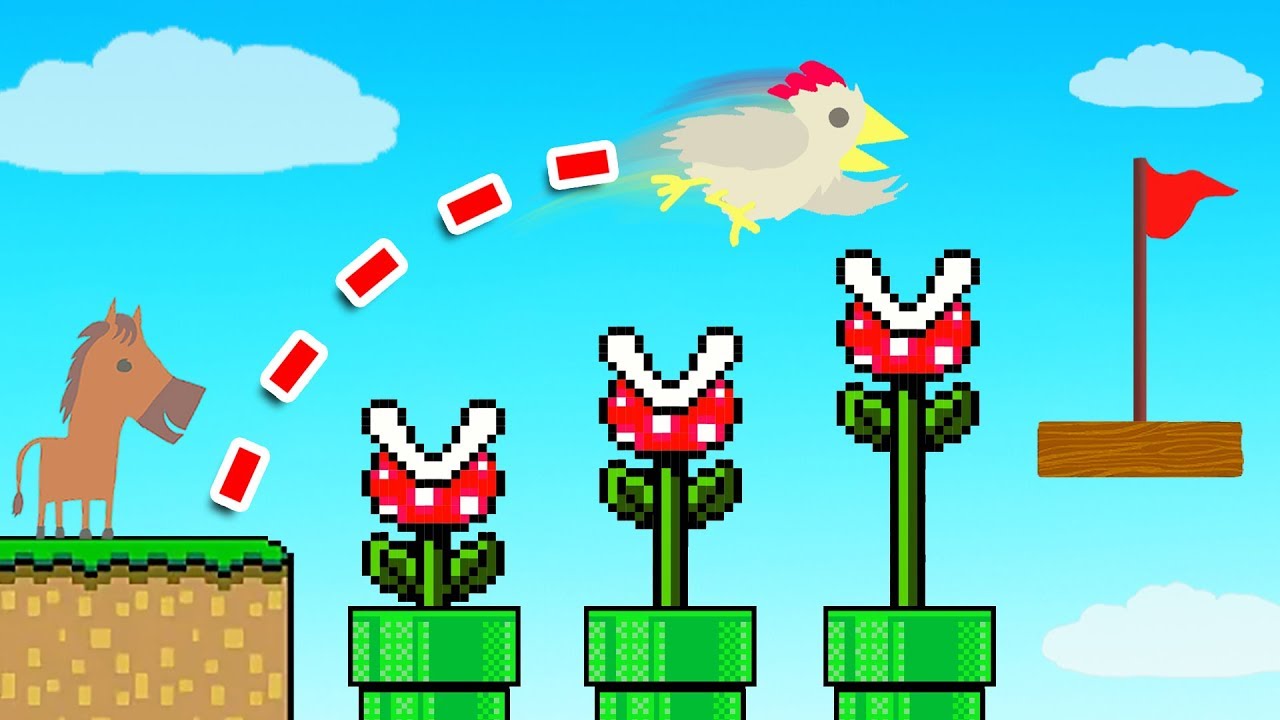 Playing ULTIMATE CHICKEN HORSE In MARIO LAND!