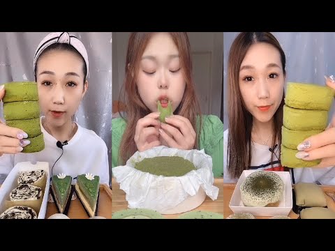 ASMR Green Matcha Dessert | 녹색 말차 디저트 | 绿色食品抹茶 | 緑茶デザート Eating Sounds #3