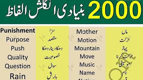 2000 Basic Vocabulary Words Course with Urdu Meaning