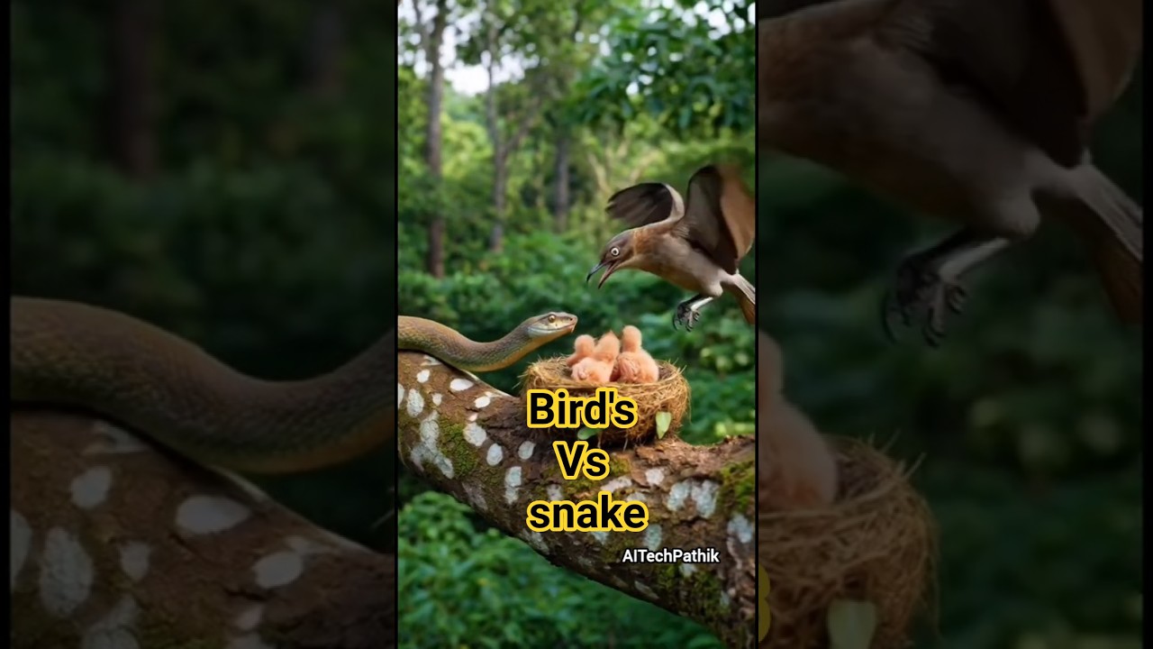 Snake Attacks Baby Birds | AI Short | Birds vs Snake | 