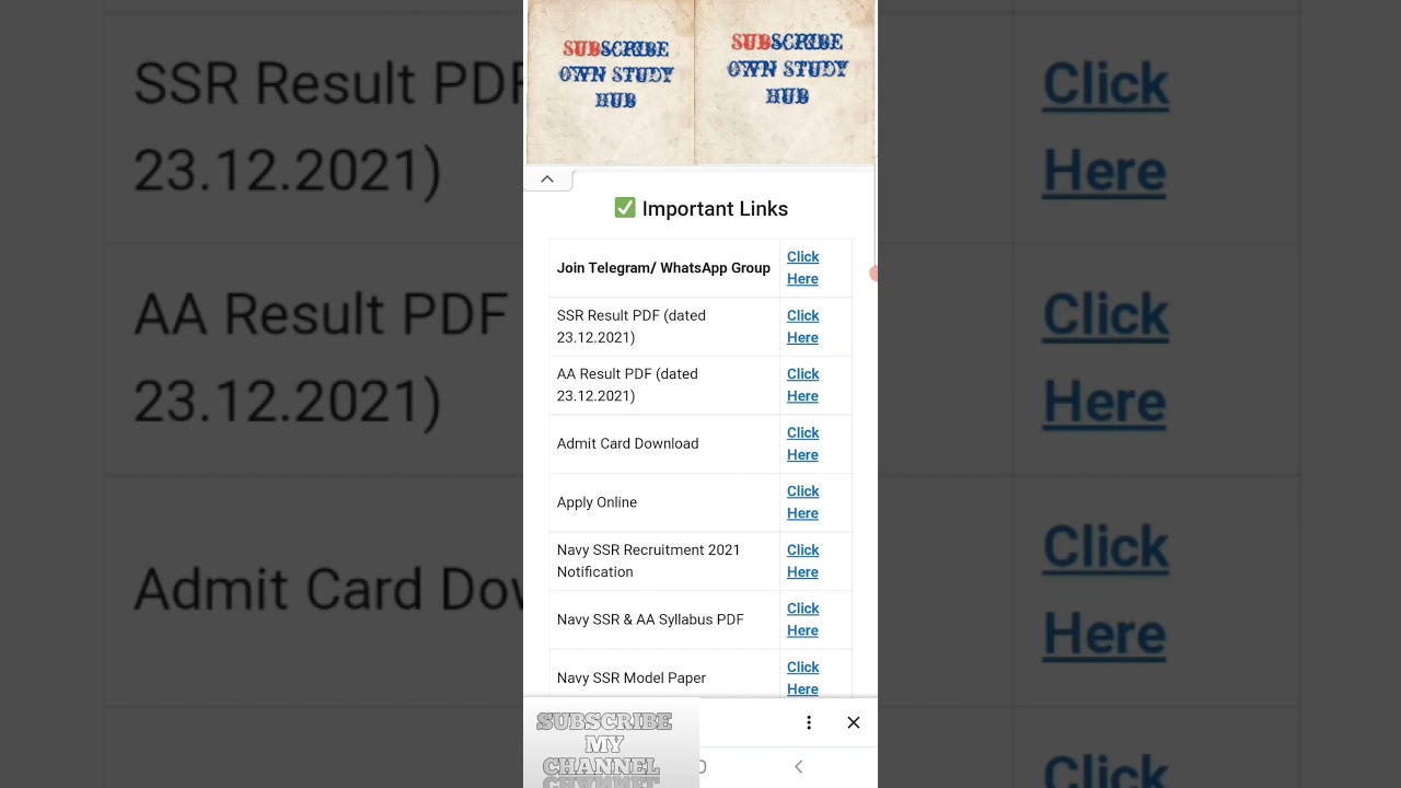 Latest News - Indian Navy SSR Result Declared | Indian Navy AA Result Declared | @Own Study Hub |