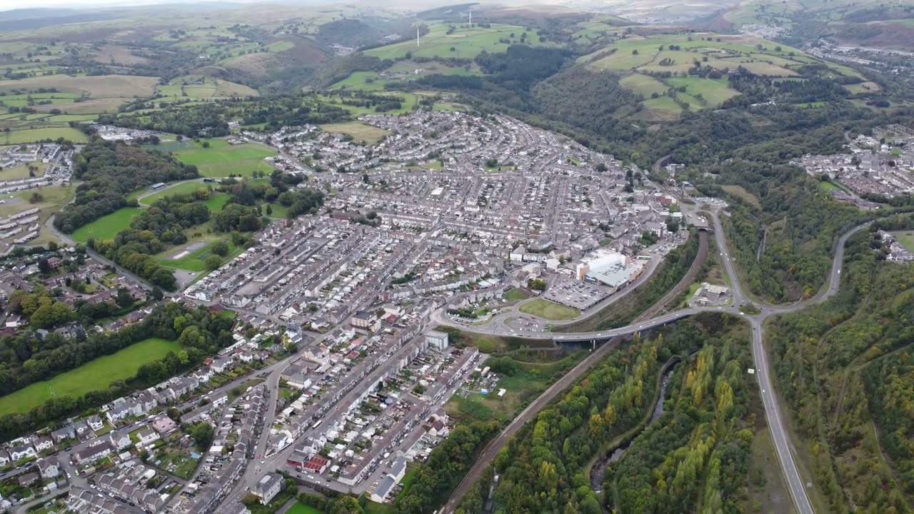 Bargoed and Gilfach,Birds eye view,Dji Mini 2 drone.