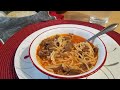 Sopa de fideo con carne de res😋 |comida de rancho!