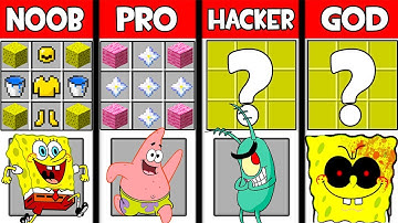 Minecraft Battle: SPONGEBOB EXE CRAFTING CHALLENGE - NOOB vs PRO vs HACKER vs GOD - Animation