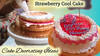 How to decorate cake at home//Cake Decorating Ideas//Strawberry cool cake//Surya's food and beauty