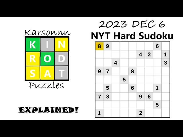 NYT Sudoku Medium Puzzle Today 9 November 2023 - News