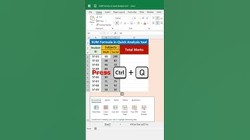 SUM Formula in Quick Analysis tool || Excel Tips & Trick || #excel #short #excelbasic