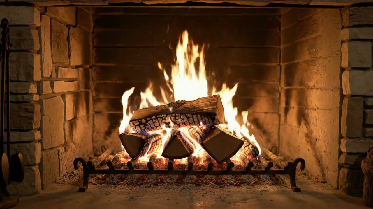 Ultra realistic indoor stone fireplace, over 1hr