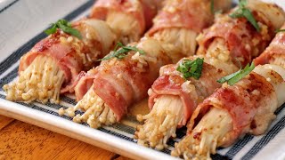 Bacon Wrapped Enoki Mushroom Recipes | Bacon Wrapped Enoki Mushrooms Roll | Bodian Life