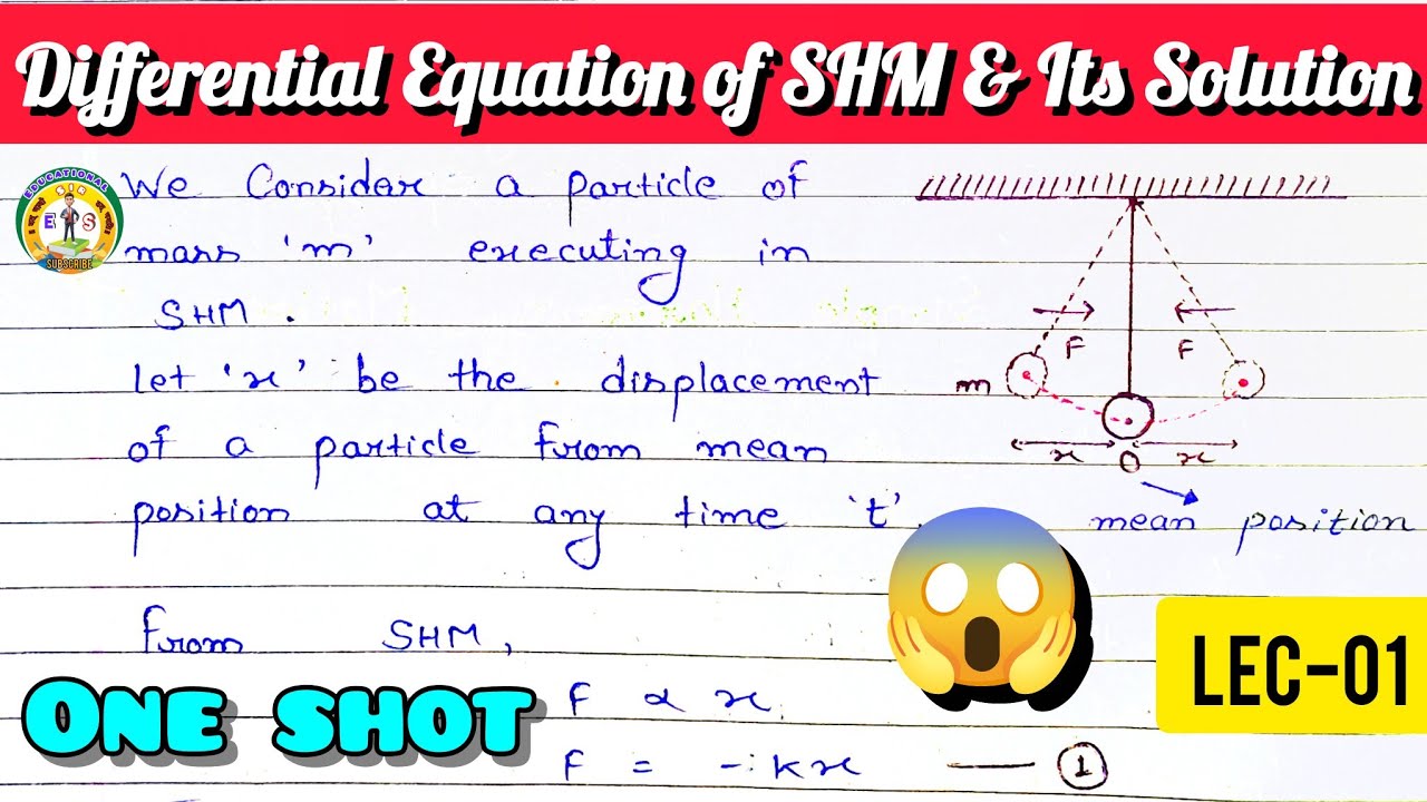 Differential Equation of Simple Harmonic Motion & Its Solution | Full ...