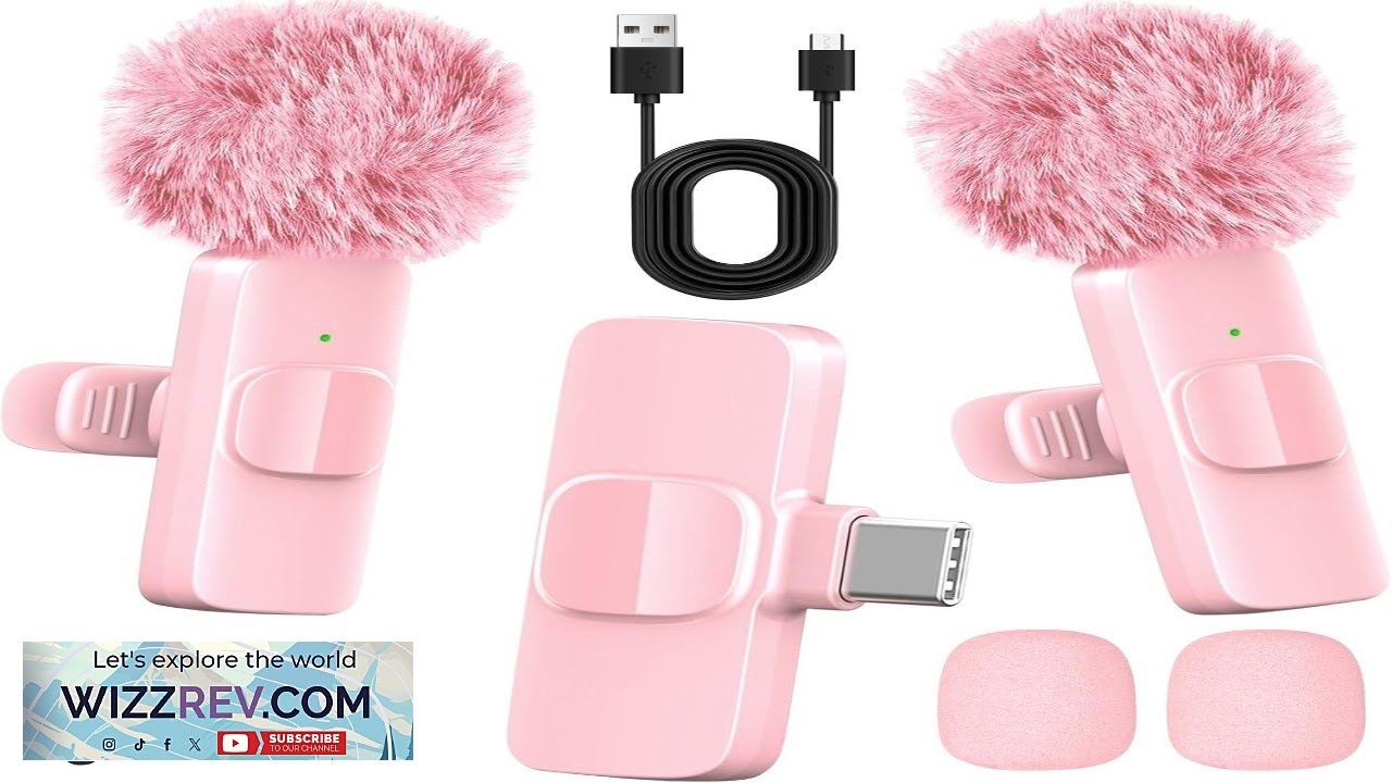 HONGJIEYUAN Pink Wireless Lavalier Microphone for iPhone & Android Mini Clip On