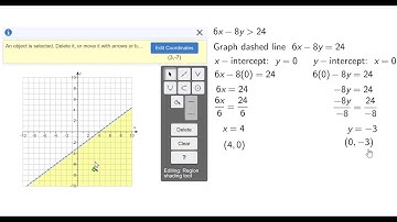 In MyMathLab, Graph Linear Inequality 6x-8y Is Greater Than 24 Using Intercepts & Test Point Method