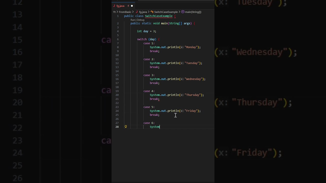 🔥 Switch Case in Java | Print Days of Week Program 