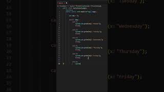 🔥 Switch Case in Java | Print Days of Week Program #coding #java #shorts #javaprogramming #trending