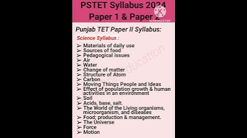 PSTET Syllabus 2024 ||Paper I & II ||#pstet #2024 #education #preparation #syllabus #exam #pstet2024