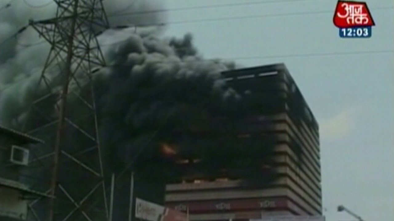 Massive fire engulfs a high-rise building in Surat